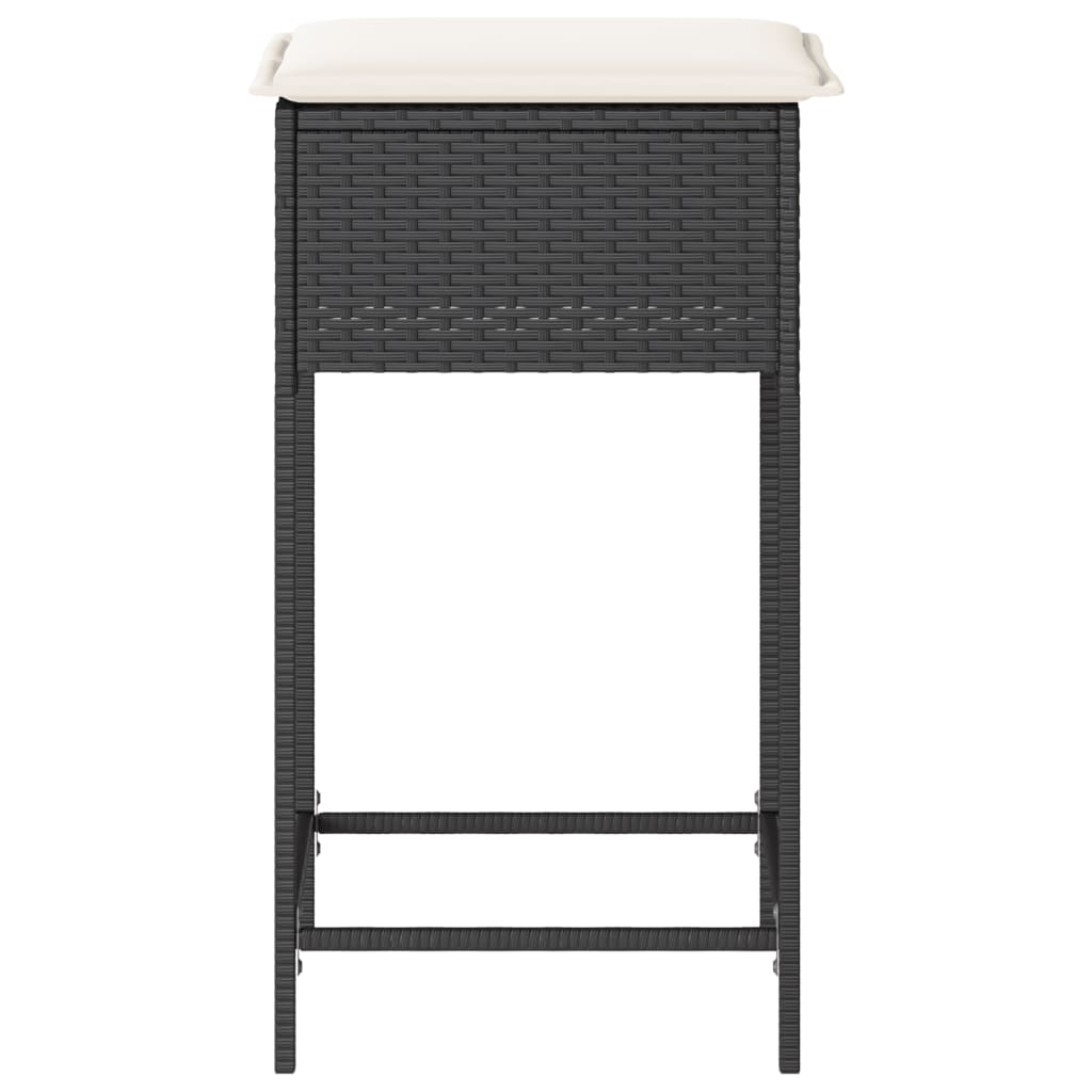 Sgabelli da Bar con Cuscini 2 pz Neri in Polyrattan - homemem39