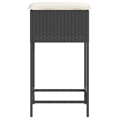 Sgabelli da Bar con Cuscini 2 pz Neri in Polyrattan
