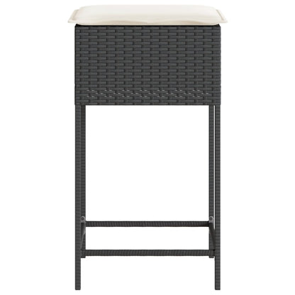 Sgabelli da Bar con Cuscini 2 pz Neri in Polyrattan - homemem39