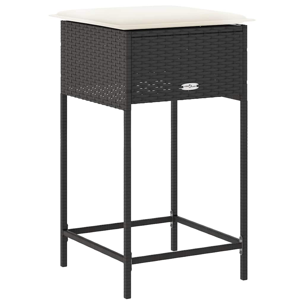 Sgabelli da Bar con Cuscini 2 pz Neri in Polyrattan