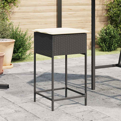 Sgabelli da Bar con Cuscini 2 pz Neri in Polyrattan