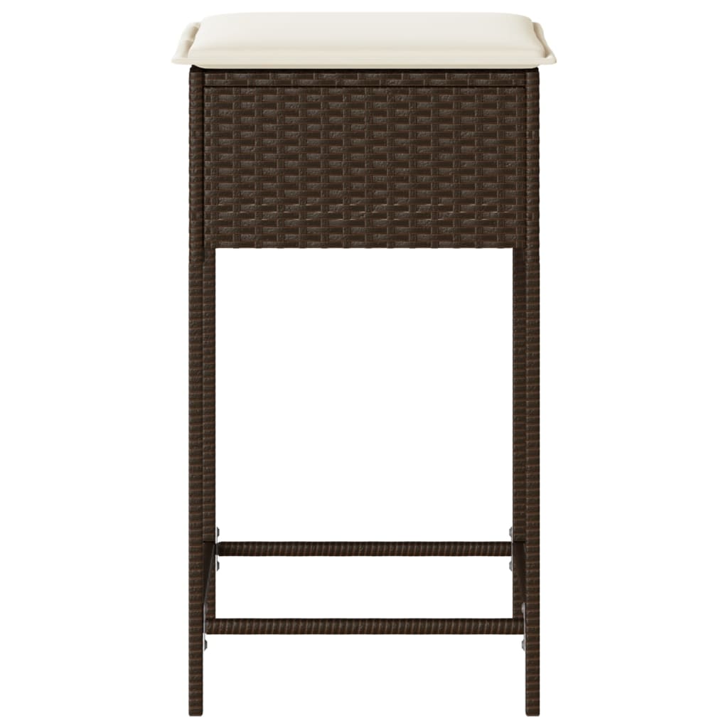 Sgabelli da Bar con Cuscini 2 pz Marroni in Polyrattan | homemem39