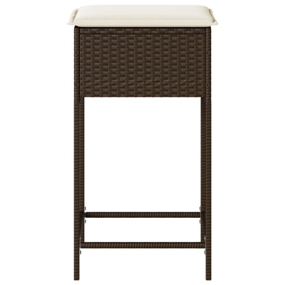 Sgabelli da Bar con Cuscini 2 pz Marroni in Polyrattan | homemem39