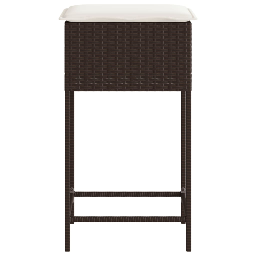 Sgabelli da Bar con Cuscini 2 pz Marroni in Polyrattan | homemem39