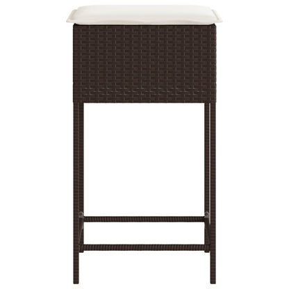 Sgabelli da Bar con Cuscini 2 pz Marroni in Polyrattan | homemem39