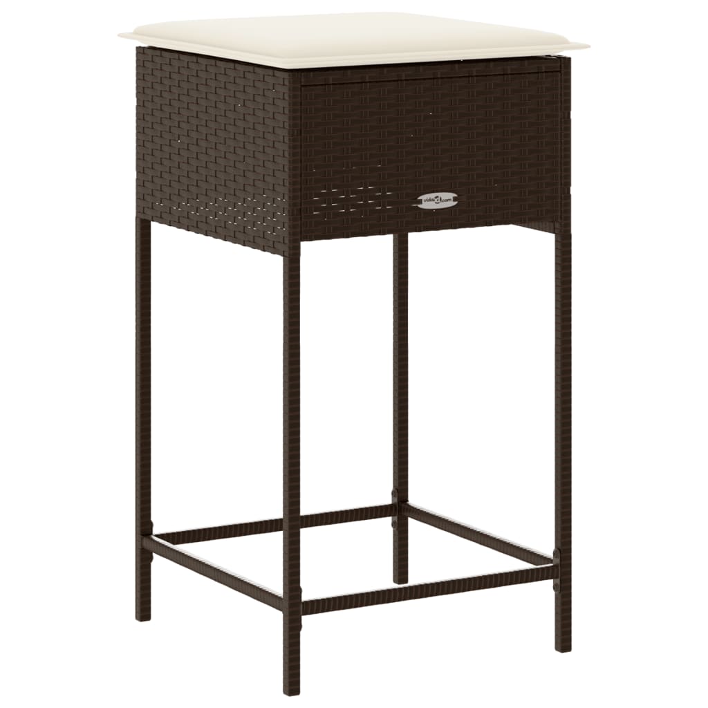 Sgabelli da Bar con Cuscini 2 pz Marroni in Polyrattan | homemem39