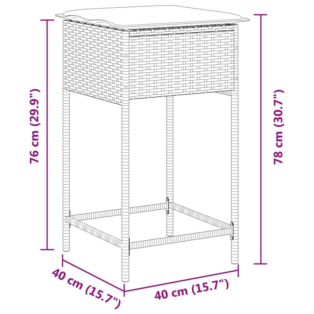 Sgabelli da Bar con Cuscini 2 pz Marroni in Polyrattan | homemem39