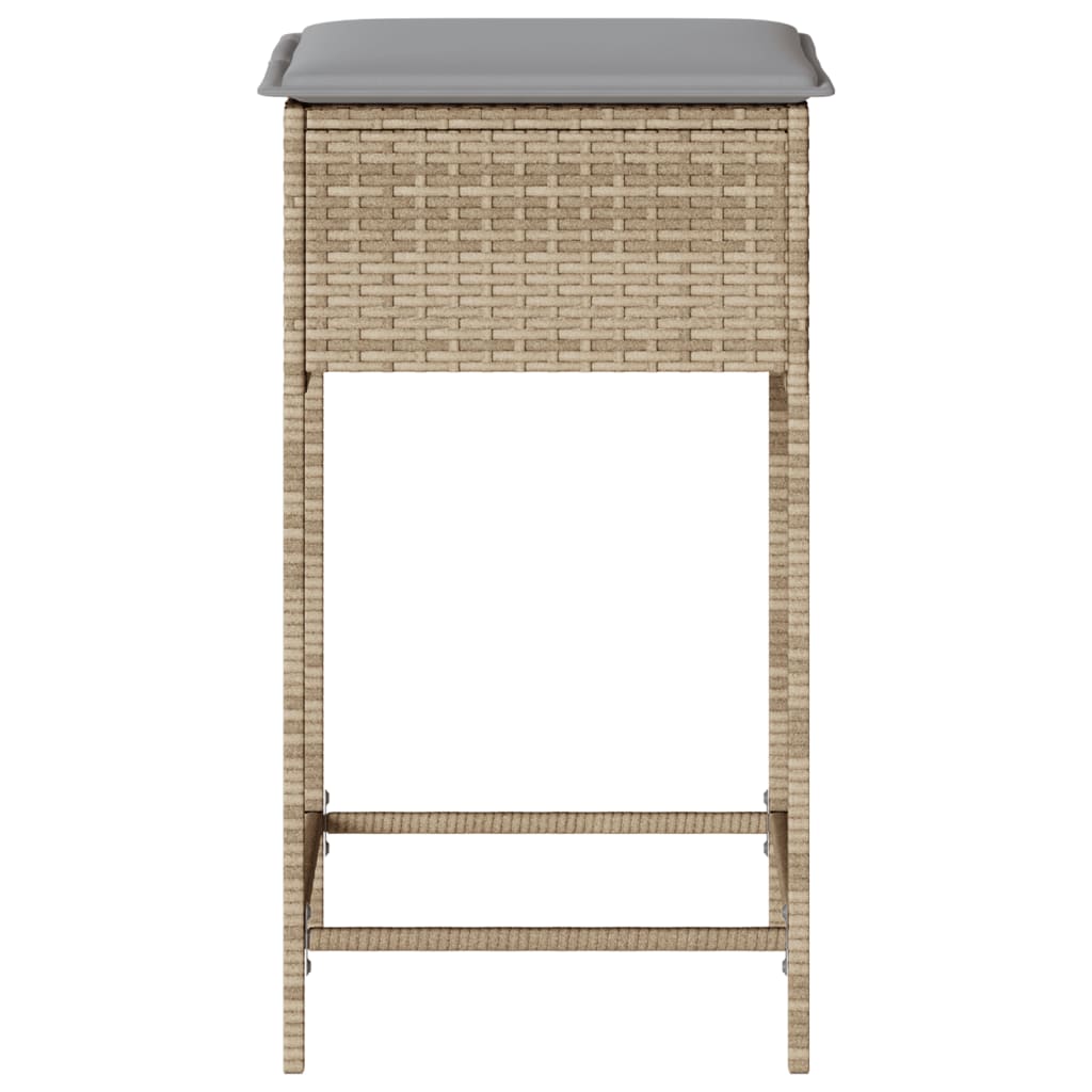 Sgabelli da Bar con Cuscini 2 pz Beige in Polyrattan - homemem39