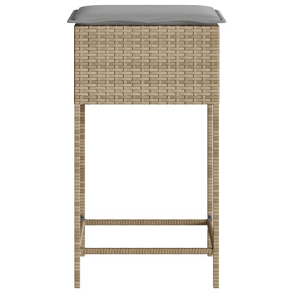 Sgabelli da Bar con Cuscini 2 pz Beige in Polyrattan - homemem39