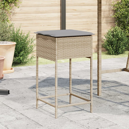 Sgabelli da Bar con Cuscini 2 pz Beige in Polyrattan - homemem39