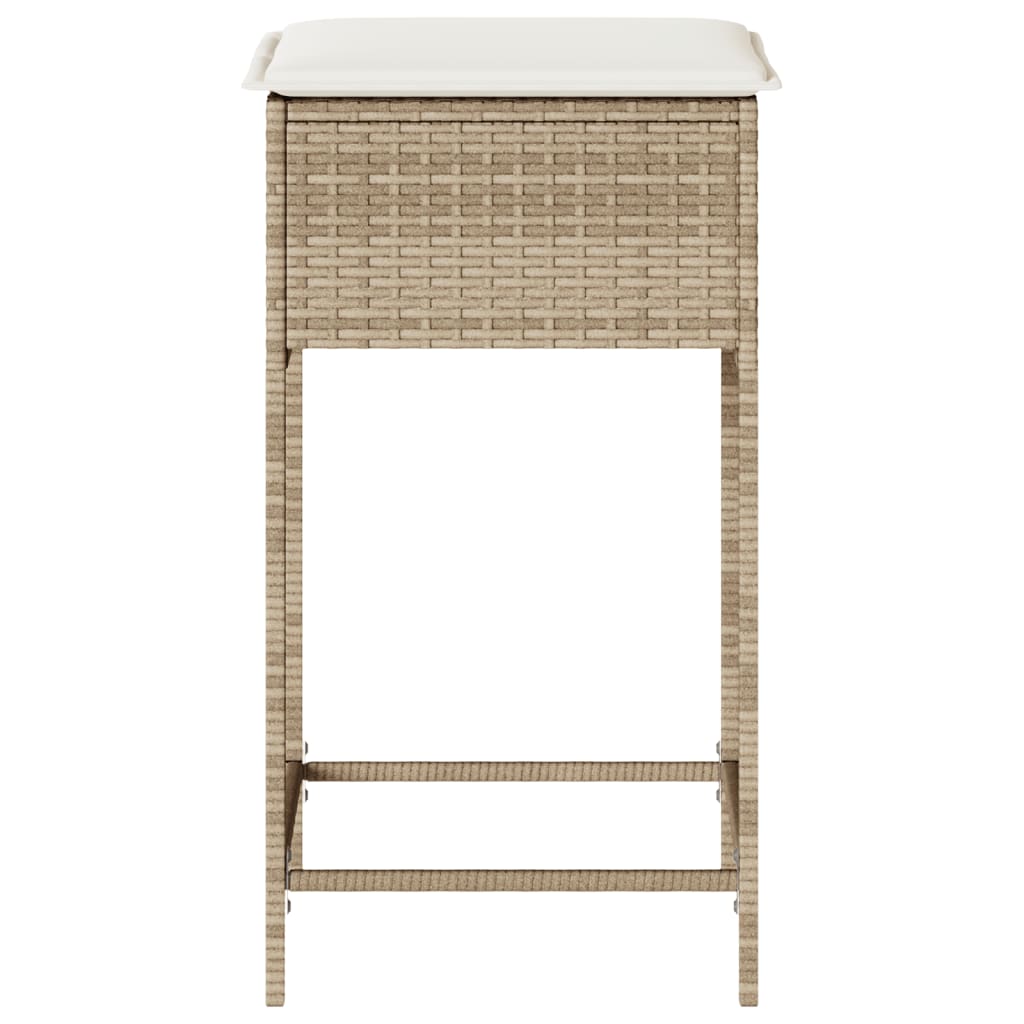 Sgabelli da Bar con Cuscini 2 pz Beige in Polyrattan - homemem39