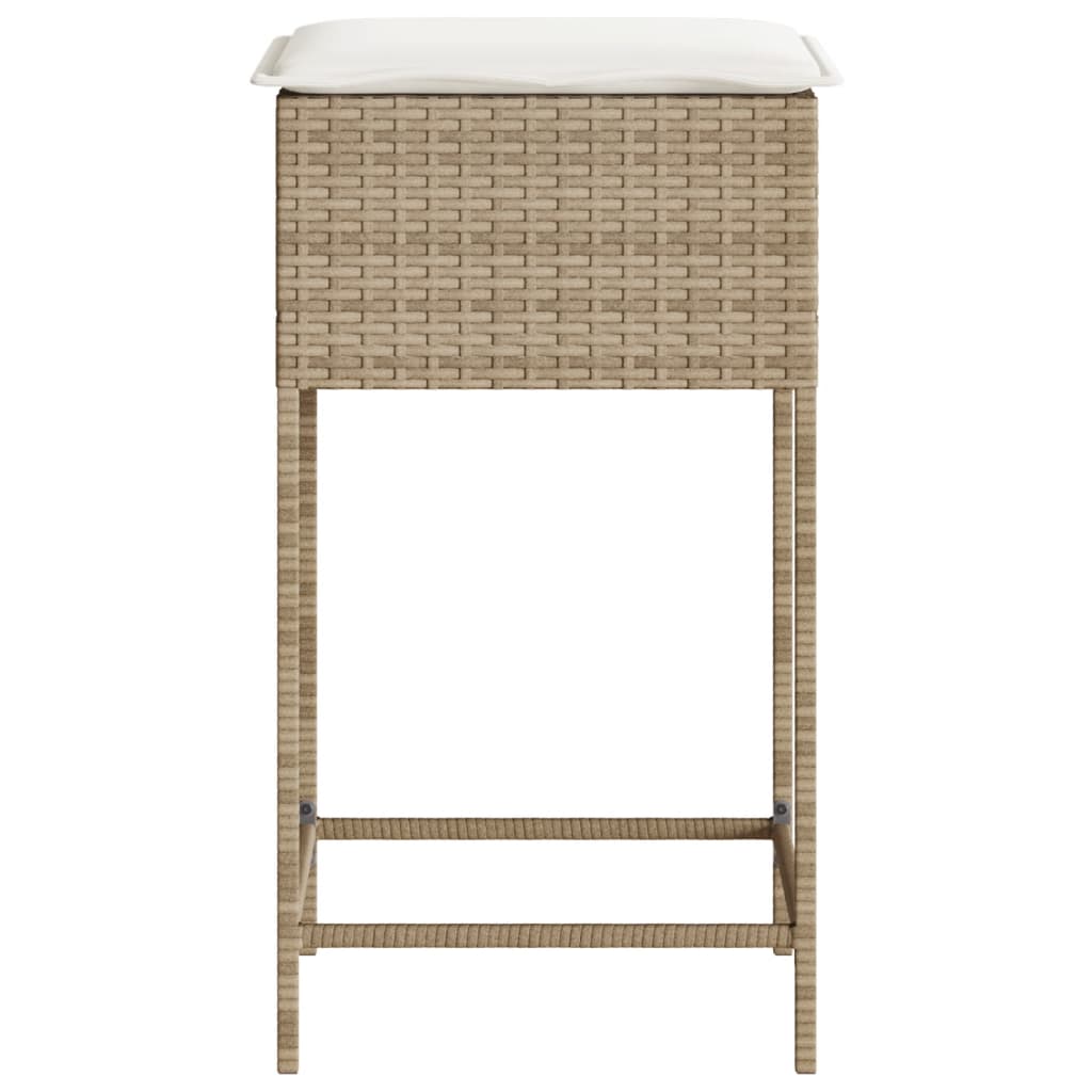 Sgabelli da Bar con Cuscini 2 pz Beige in Polyrattan - homemem39