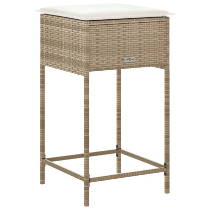 Sgabelli da Bar con Cuscini 2 pz Beige in Polyrattan - homemem39