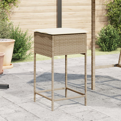 Sgabelli da Bar con Cuscini 2 pz Beige in Polyrattan - homemem39