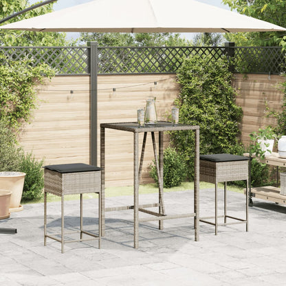 Sgabelli da Bar con Cuscini 2 pz Grigio Chiaro in Polyrattan - homemem39