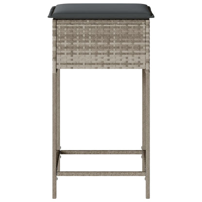 Sgabelli da Bar con Cuscini 2 pz Grigio Chiaro in Polyrattan | homemem39