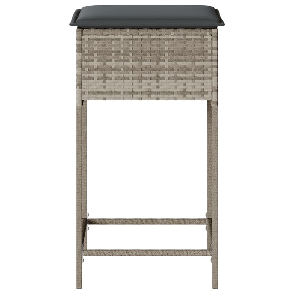 Sgabelli da Bar con Cuscini 2 pz Grigio Chiaro in Polyrattan - homemem39
