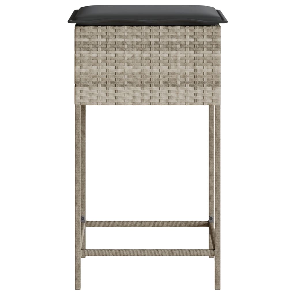 Sgabelli da Bar con Cuscini 2 pz Grigio Chiaro in Polyrattan | homemem39