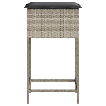 Sgabelli da Bar con Cuscini 2 pz Grigio Chiaro in Polyrattan | homemem39