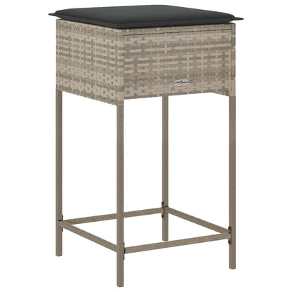 Sgabelli da Bar con Cuscini 2 pz Grigio Chiaro in Polyrattan | homemem39