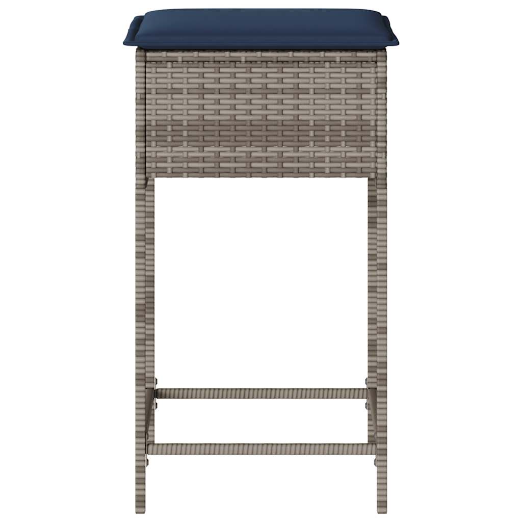 Sgabelli da giardino con Cuscini 2 pz in Polyrattan Grigio