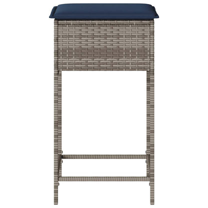 Sgabelli da giardino con Cuscini 2 pz in Polyrattan Grigio