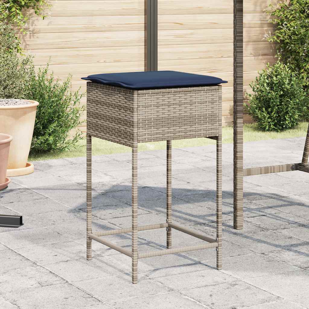 Sgabelli da giardino con Cuscini 2 pz in Polyrattan Grigio
