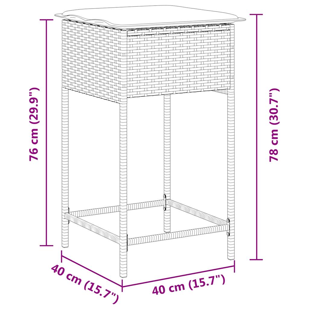 Sgabelli da giardino con Cuscini 2 pz in Polyrattan Nero