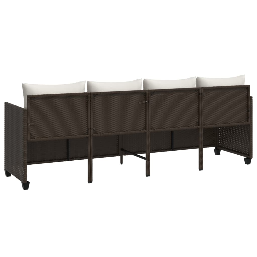 Lettino Prendisole con Cuscini Marrone in Polyrattan - homemem39