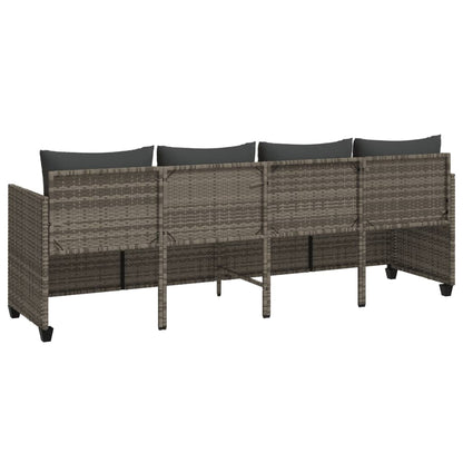 Lettino Prendisole con Cuscini Grigio in Polyrattan - homemem39