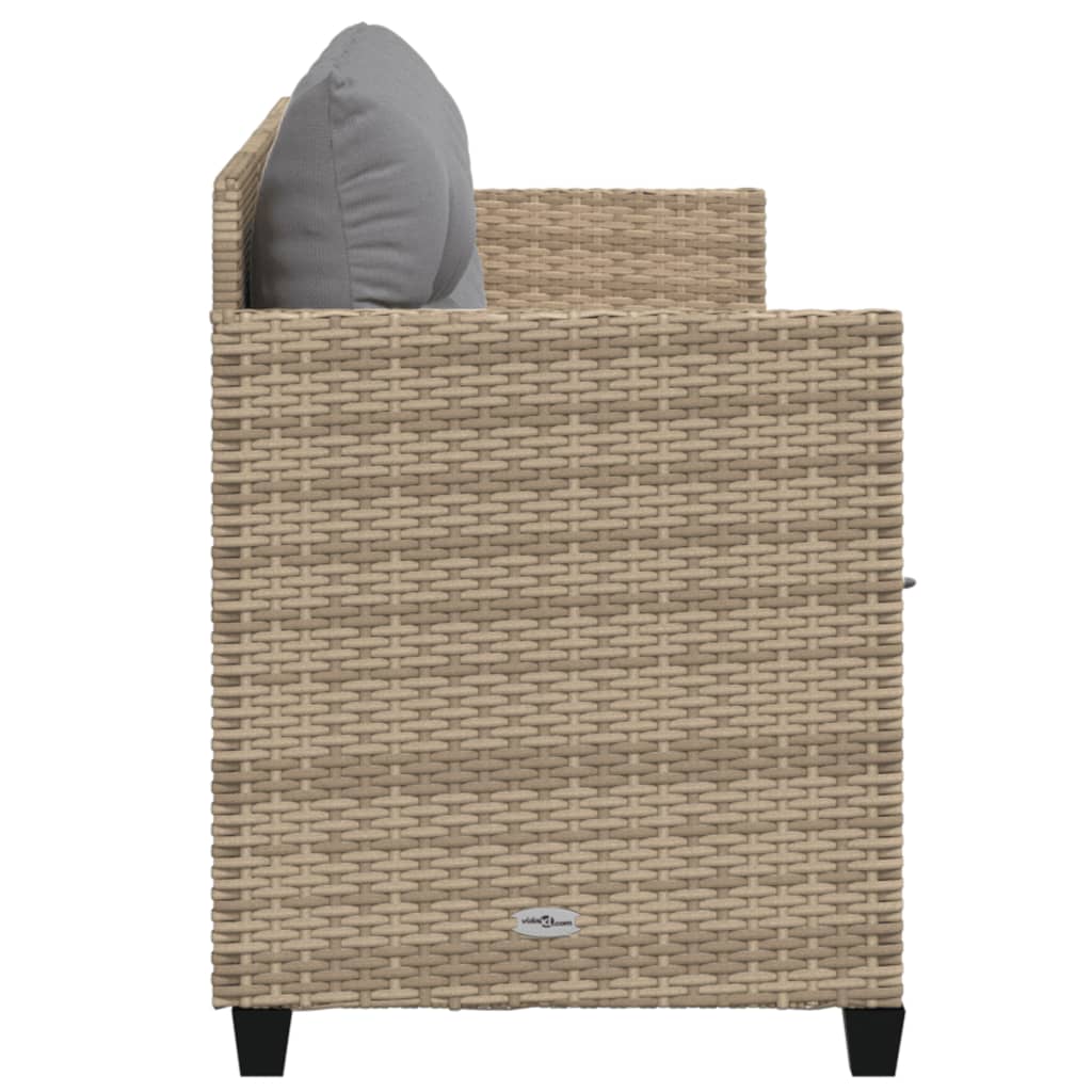 Lettino Prendisole con Cuscini Beige in Polyrattan - homemem39