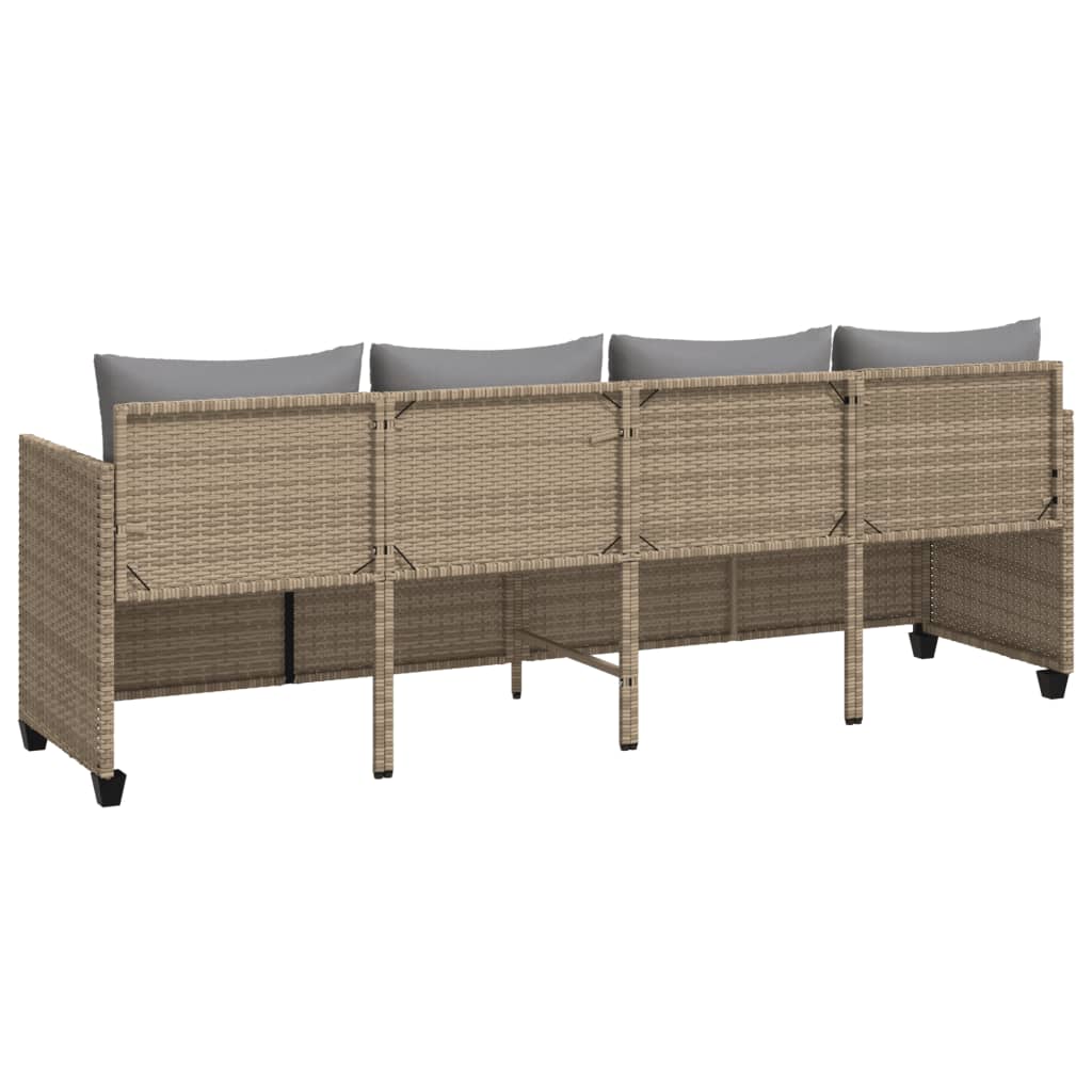 Lettino Prendisole con Cuscini Beige in Polyrattan - homemem39