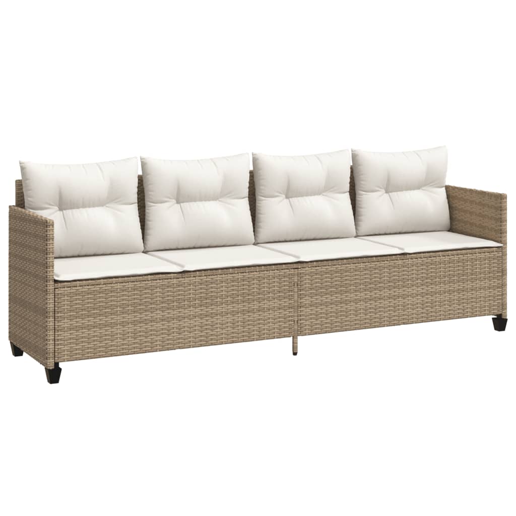 Lettino Prendisole con Cuscini Beige in Polyrattan - homemem39