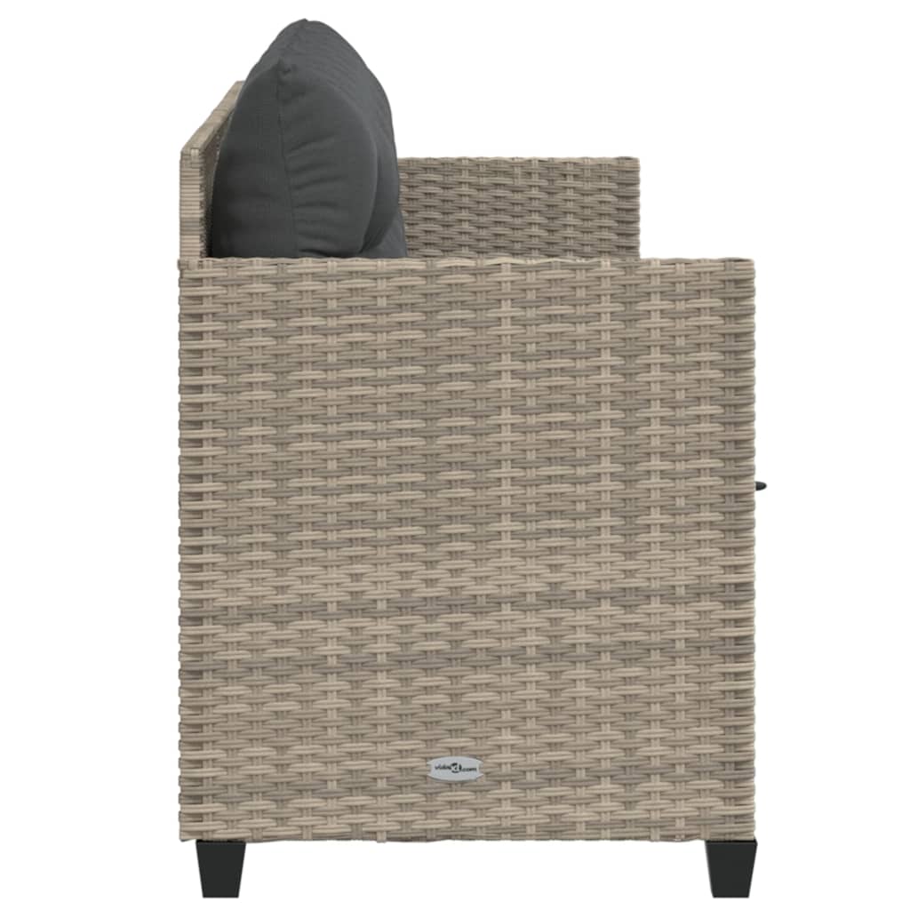 Lettino Prendisole con Cuscini Grigio Chiaro in Polyrattan - homemem39