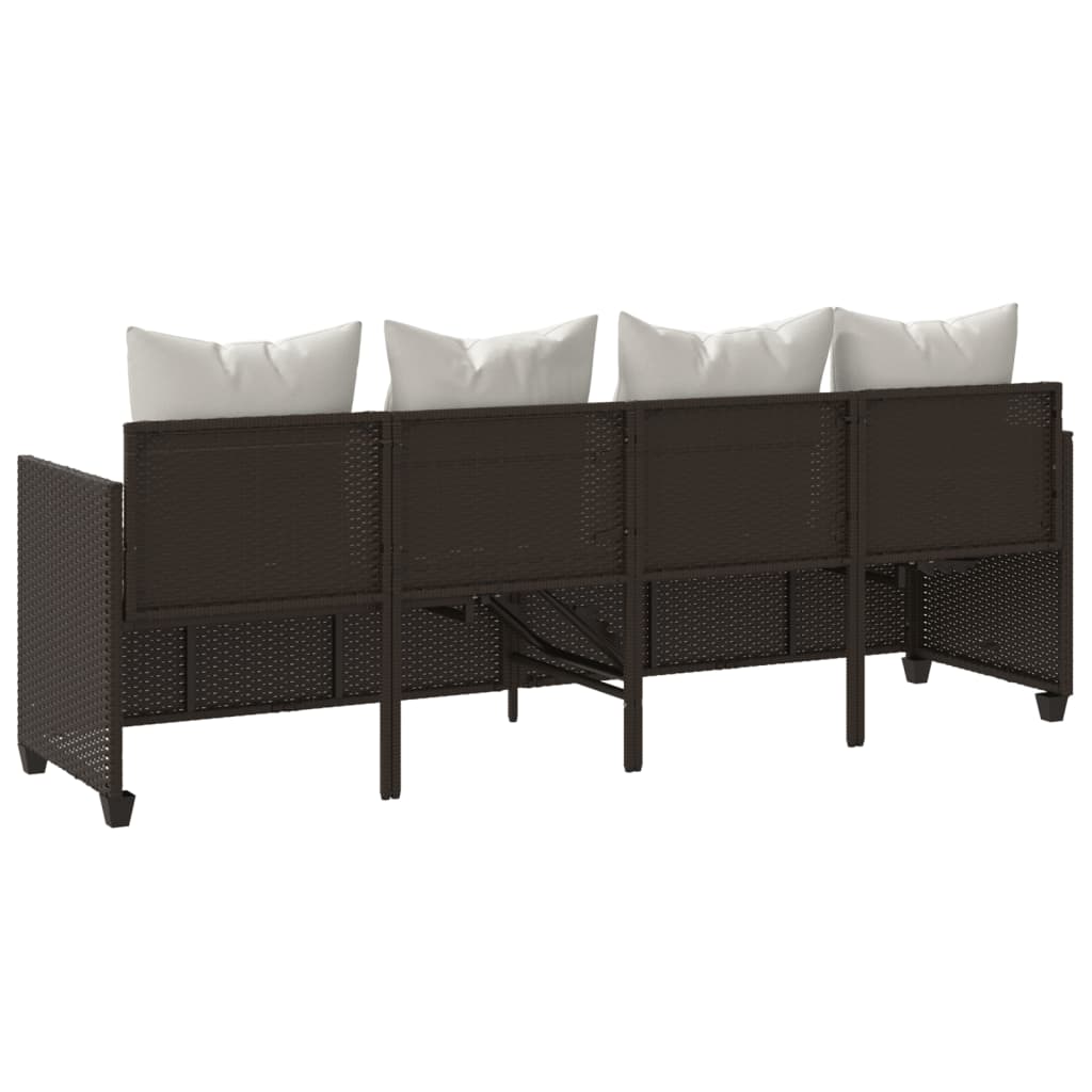 Lettino Prendisole con Cuscini Marrone in Polyrattan - homemem39