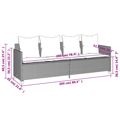 Lettino Prendisole con Cuscini Grigio in Polyrattan - homemem39