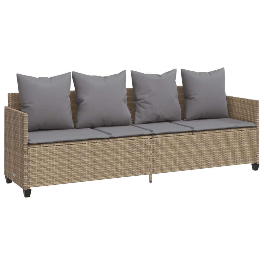 Lettino Prendisole con Cuscini Beige in Polyrattan - homemem39