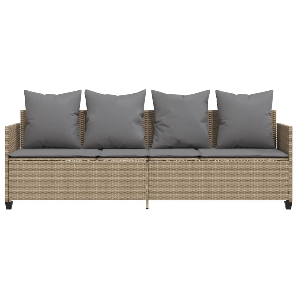 Lettino Prendisole con Cuscini Beige in Polyrattan - homemem39