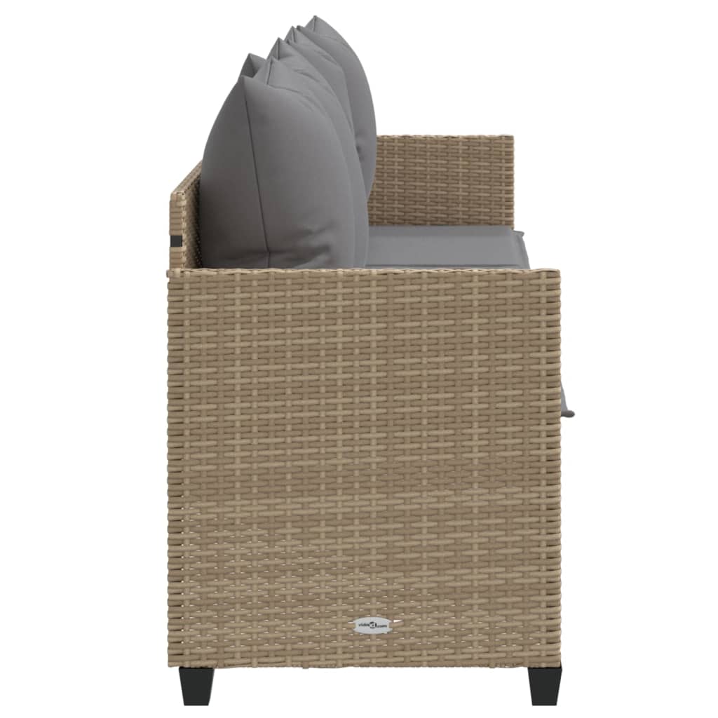 Lettino Prendisole con Cuscini Beige in Polyrattan - homemem39