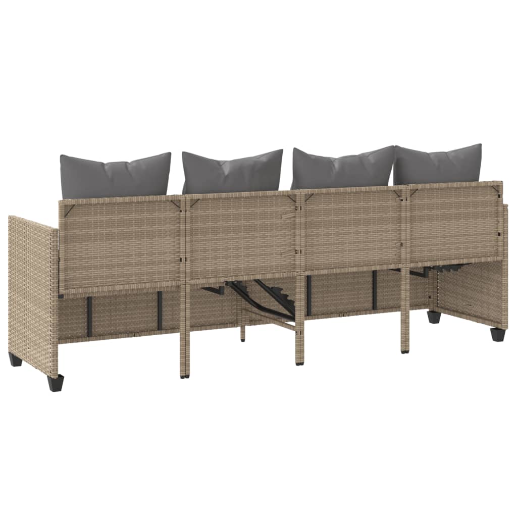 Lettino Prendisole con Cuscini Beige in Polyrattan - homemem39