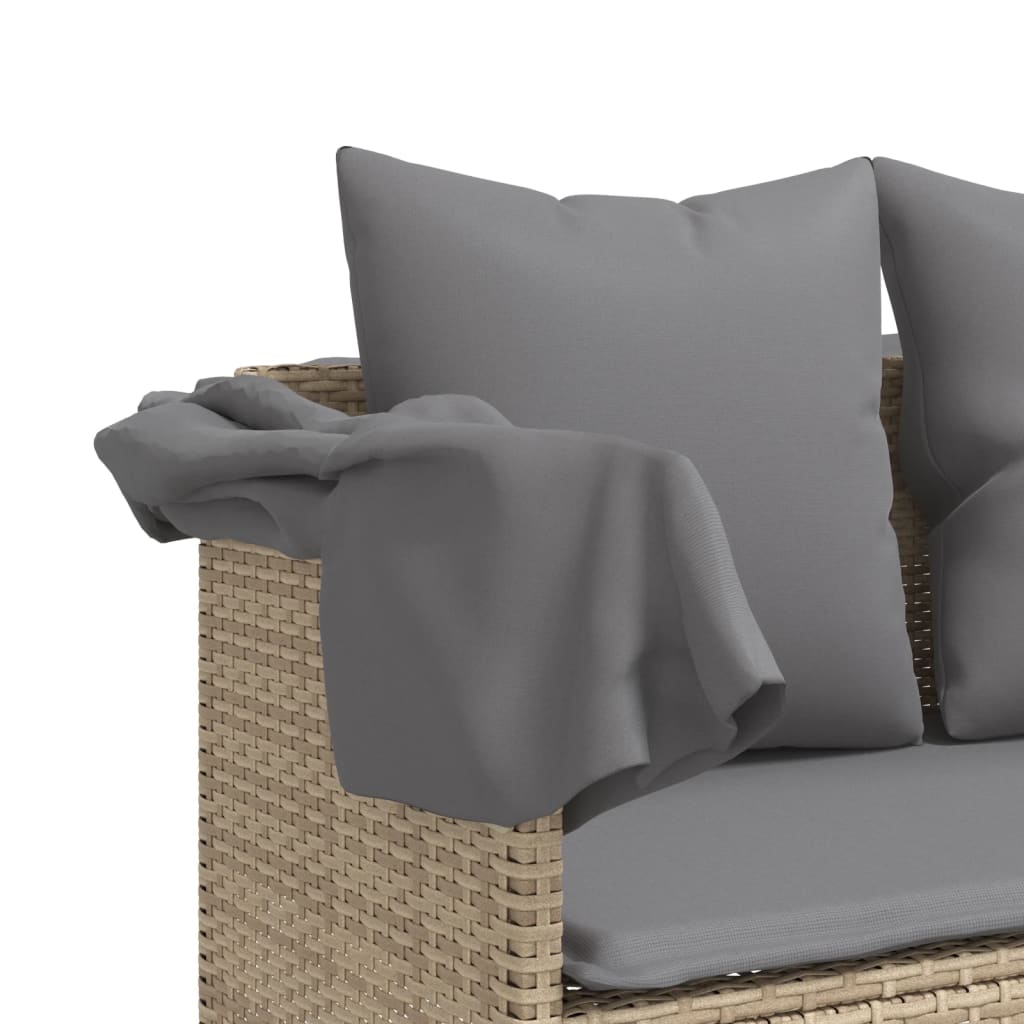 Lettino Prendisole con Cuscini Beige in Polyrattan - homemem39