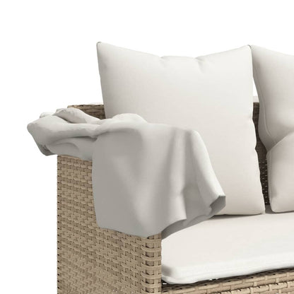 Lettino Prendisole con Cuscini Beige in Polyrattan - homemem39