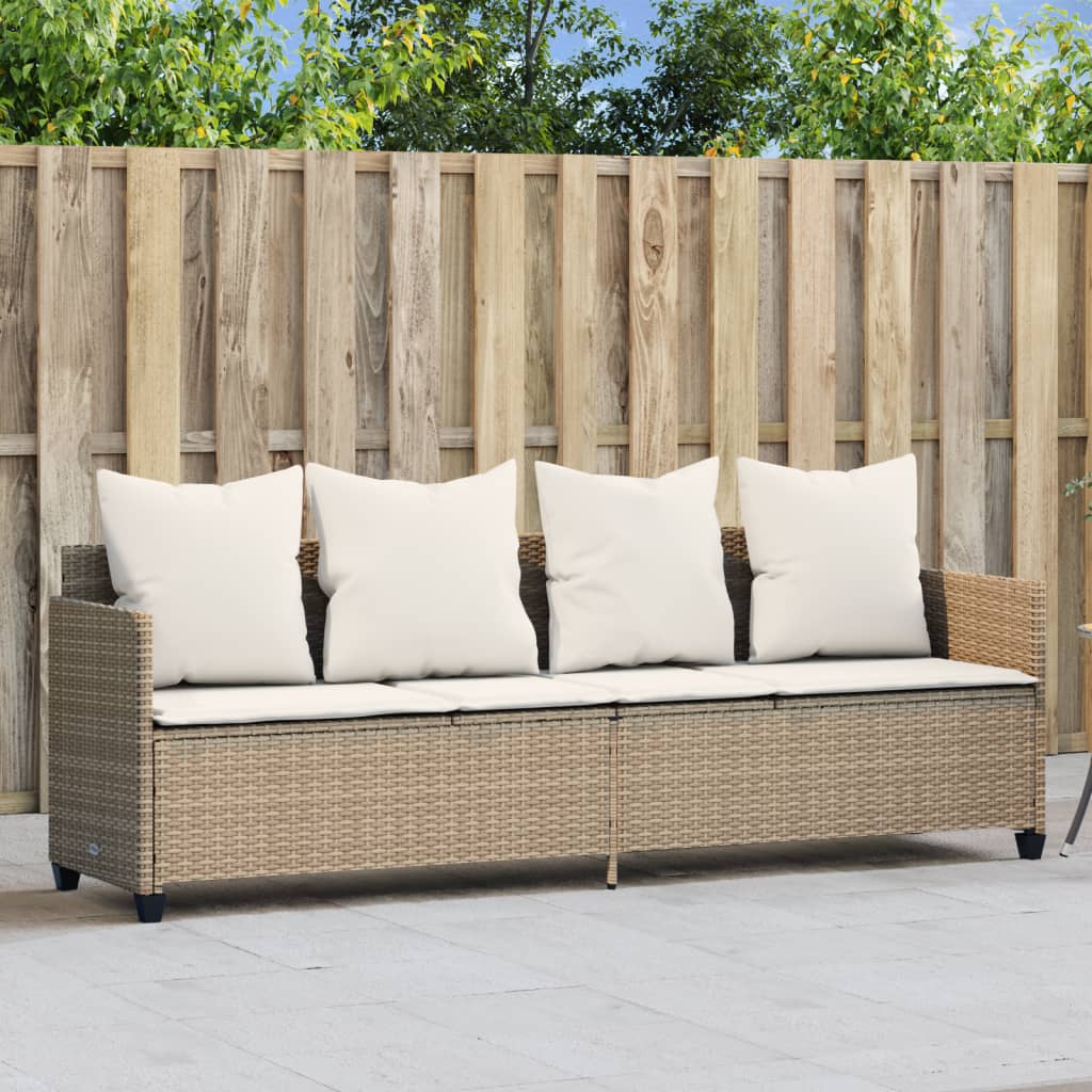 Lettino Prendisole con Cuscini Beige in Polyrattan - homemem39