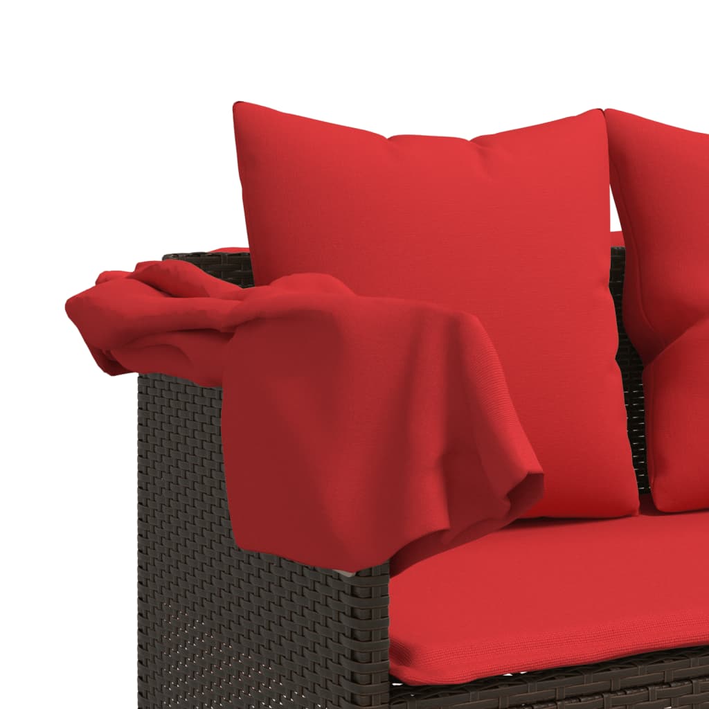 Lettino Prendisole con Cuscini Marrone in Polyrattan | homemem39