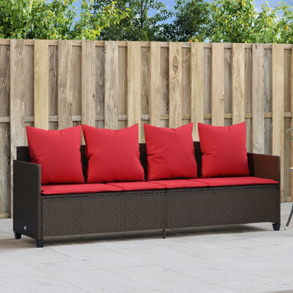 Lettino Prendisole con Cuscini Marrone in Polyrattan