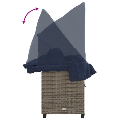 Lettino Prendisole con Baldacchino e Cuscini Grigio Polyrattan