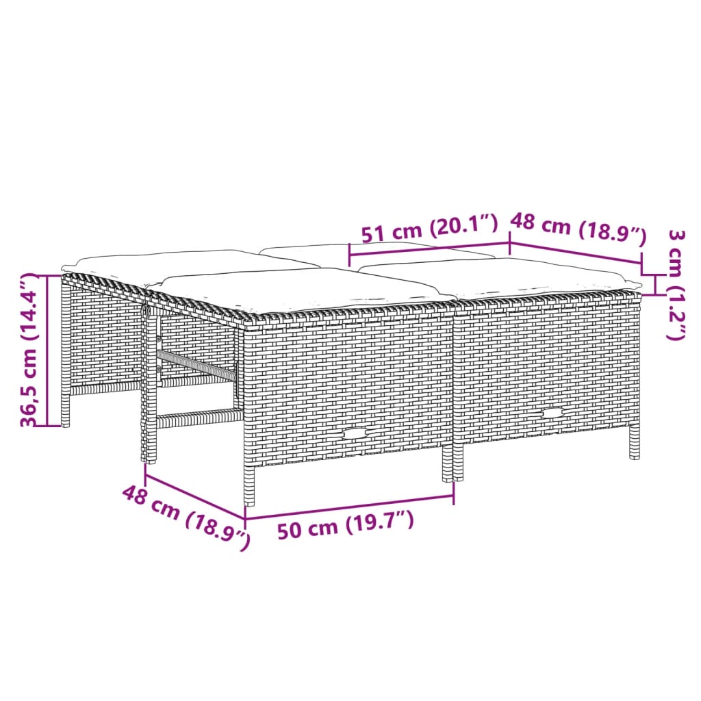 Sgabelli da Giardino con Cuscini 4 pz Grigi in Polyrattan - homemem39