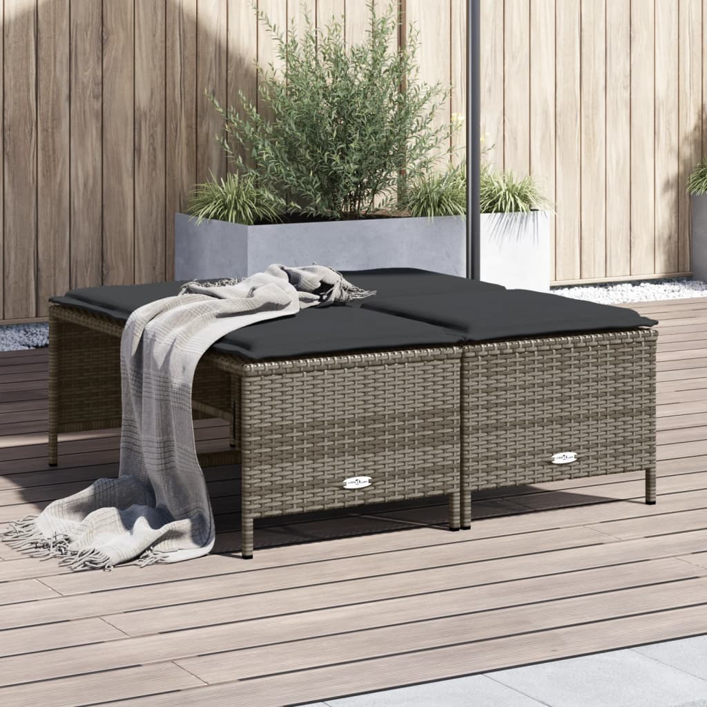 Sgabelli da Giardino con Cuscini 4 pz Grigi in Polyrattan - homemem39