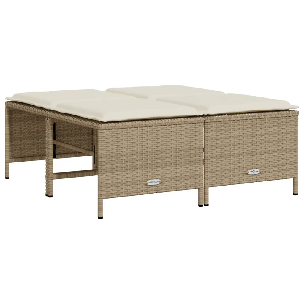 Sgabelli da Giardino con Cuscini 4 pz Beige in Polyrattan - homemem39