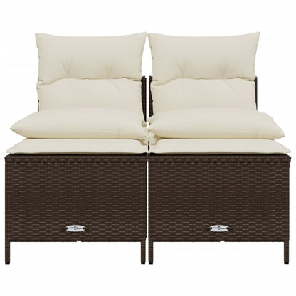 Set Divano da Giardino 4 pz con Cuscini Marrone in Polyrattan | homemem39